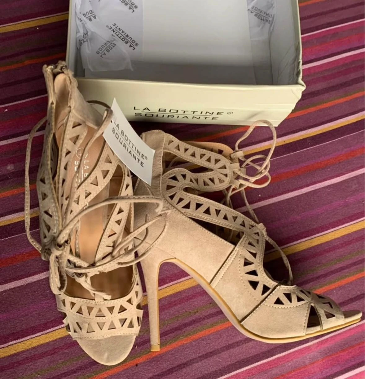 🤎 Fashion lace-up pumps in beige nubuck – Size 41 – photo 5